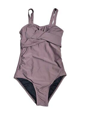 NWOT | Mauve Brown Ruched Twist Front One Piece Swimsuit Tummy Control | Small